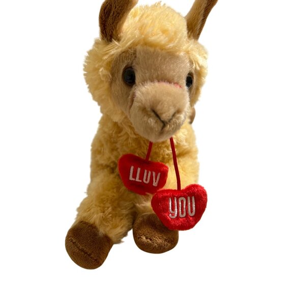Aurora LLuv You Plush Llama Red Heart Dangles Sitting Valentines 15" Across - Picture 2 of 4